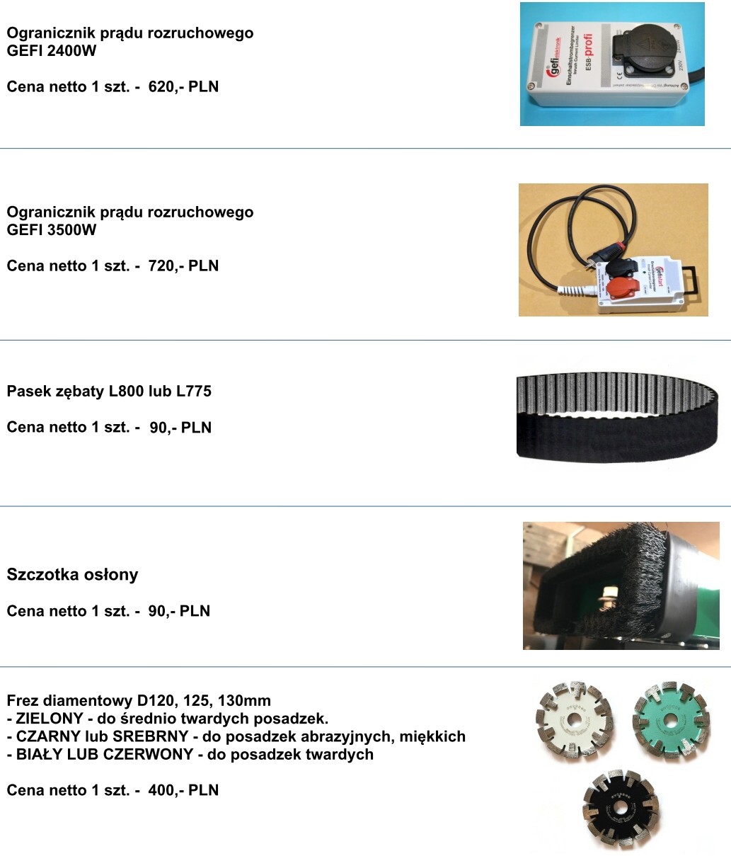 Osprzęt dodatkowy do frezarek 